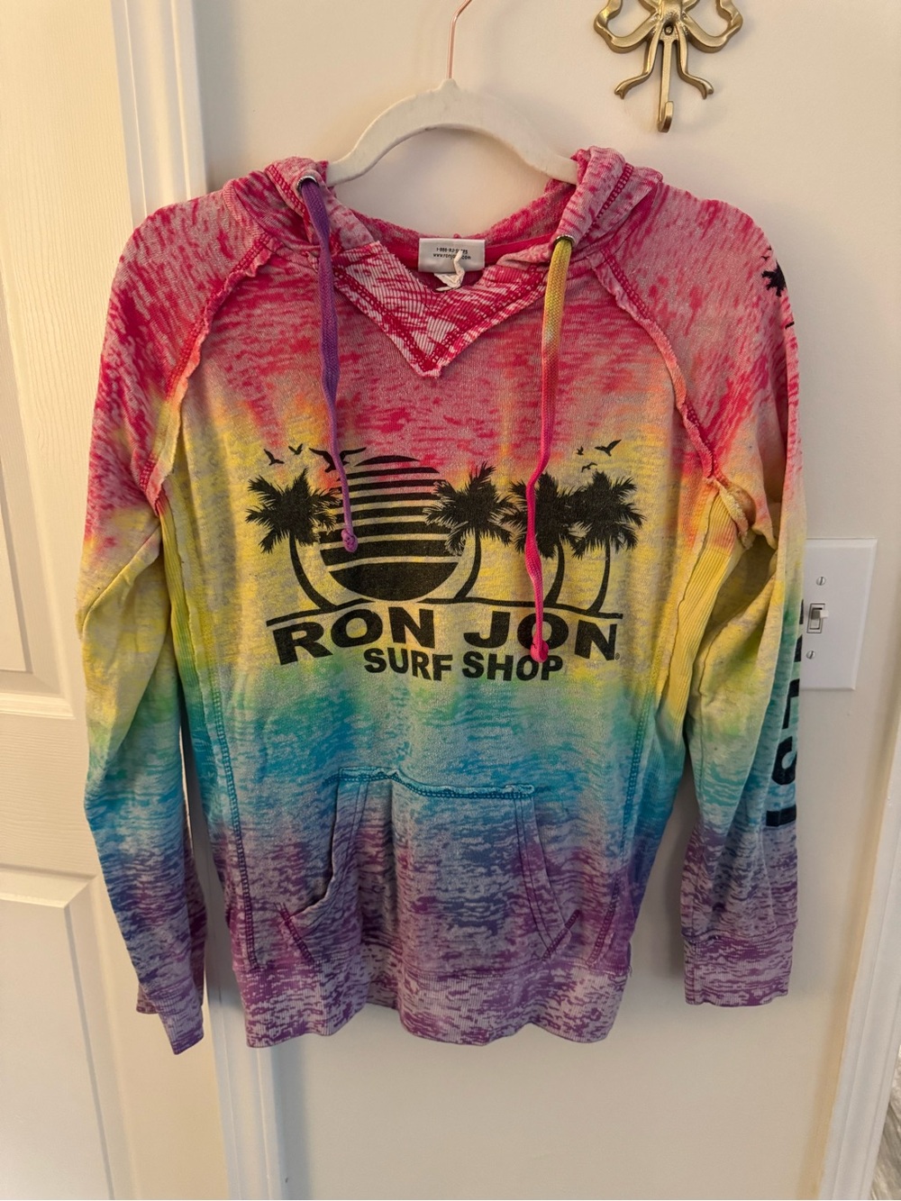 Vintage Ron Jon Key West Rainbow Stripe Burnout hoodie